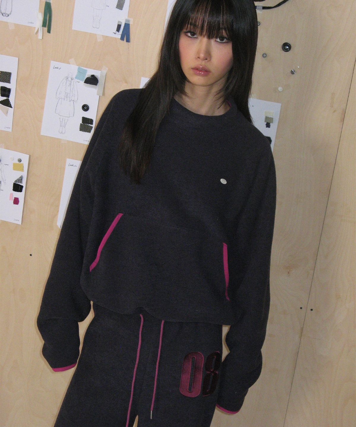 온스카(ONSKA) HALFNECK RAGLAN LONGSLEEVE (NAVY)