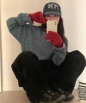 stmg 로고 스트라이프 롱슬리브 블루