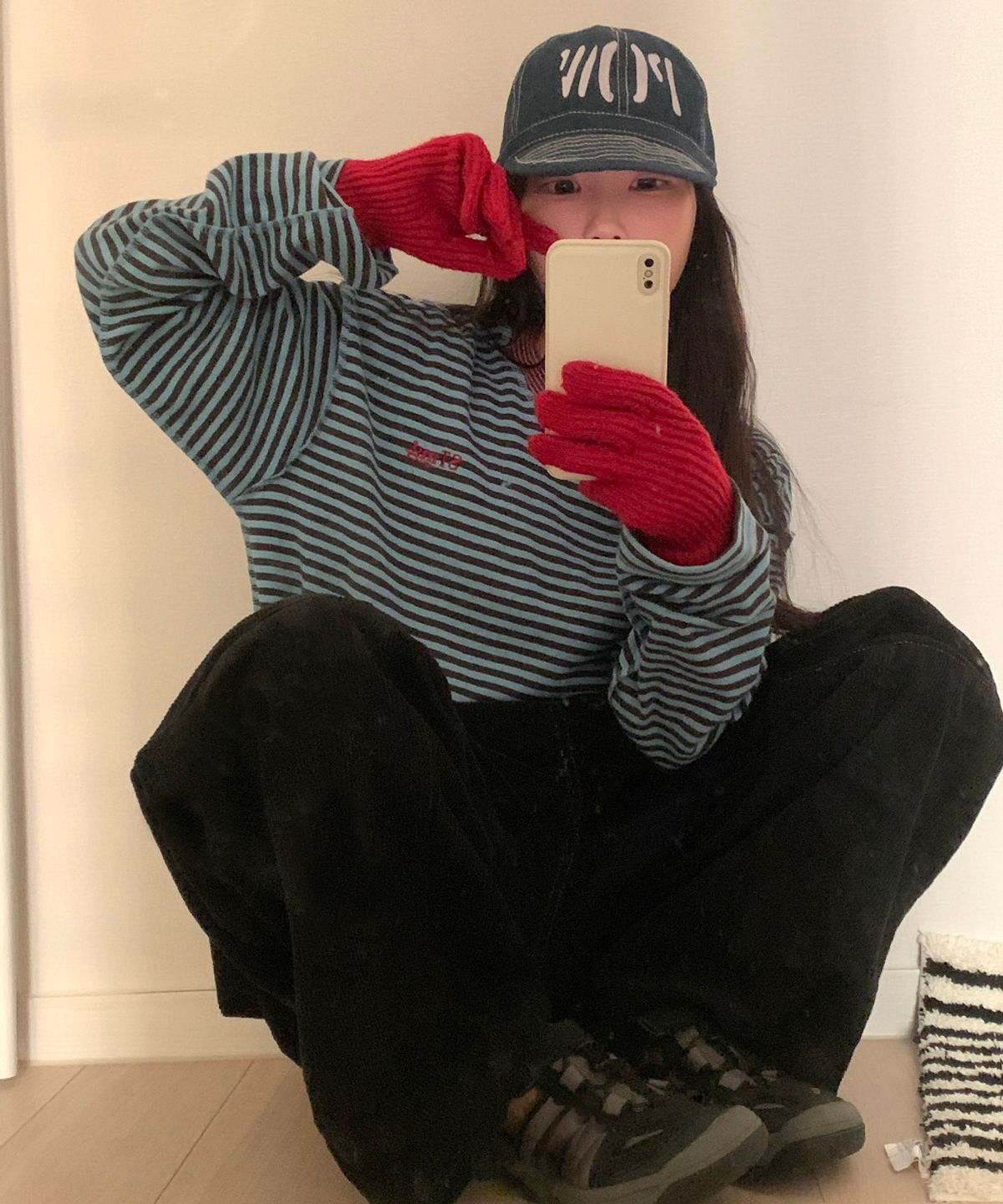 스트라이프마가린(STMG) stmg 로고 스트라이프 롱슬리브 블루