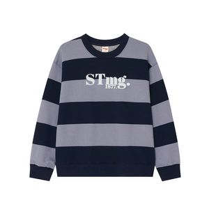 stmg 스퀘어 로고 스트라이프 맨투맨 네이비