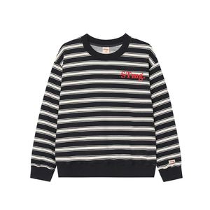 stmg 스몰 로고 스트라이프 맨투맨 블랙