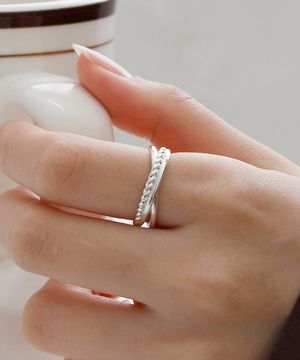 925실버 레이어드 두줄 꼬임반지 카린/ Karin