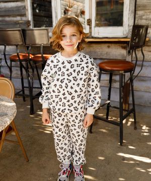 양기모 레오파드 상하 세트_연그레이