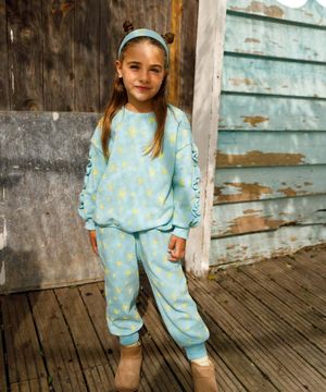 프릴 맨투맨 상하 세트 _빈티지 블루