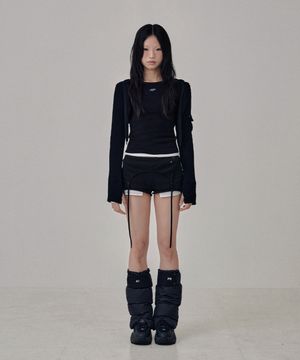 Knit Hoodie Bolero Cardigan / Black