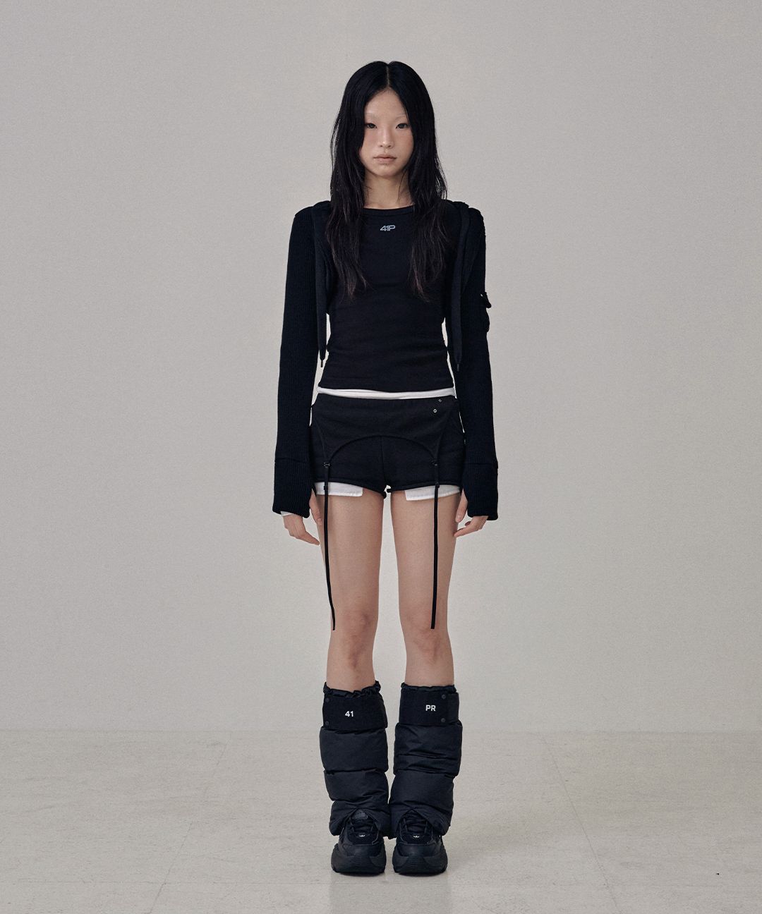 41pray Knit Hoodie Bolero Cardigan韓国 MUSINSA公式 | 41PRAY Knit Hoodie Bolero Cardigan / Black