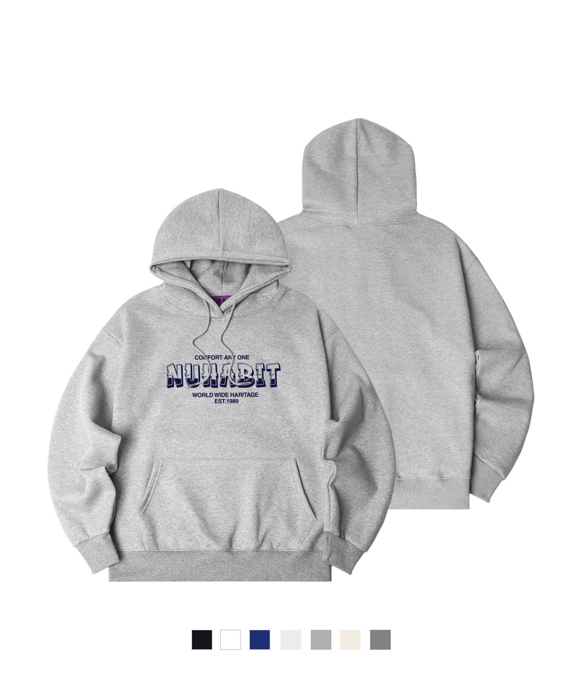 뉴해빗(NUHABIT) N/H WATER LOGO 오버핏 기모 후드 (SOH4-5NH1303)