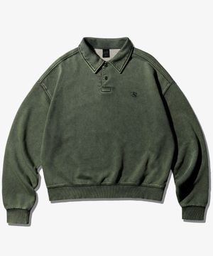 에즈 피그먼트 카라 맨투맨 카키 SJMT6917