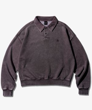 에즈 피그먼트 카라 맨투맨 버건디 SJMT6917