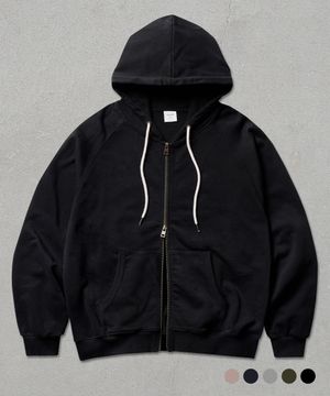 라운드컷 헤비코튼 후드집업 블랙 ISHD4738