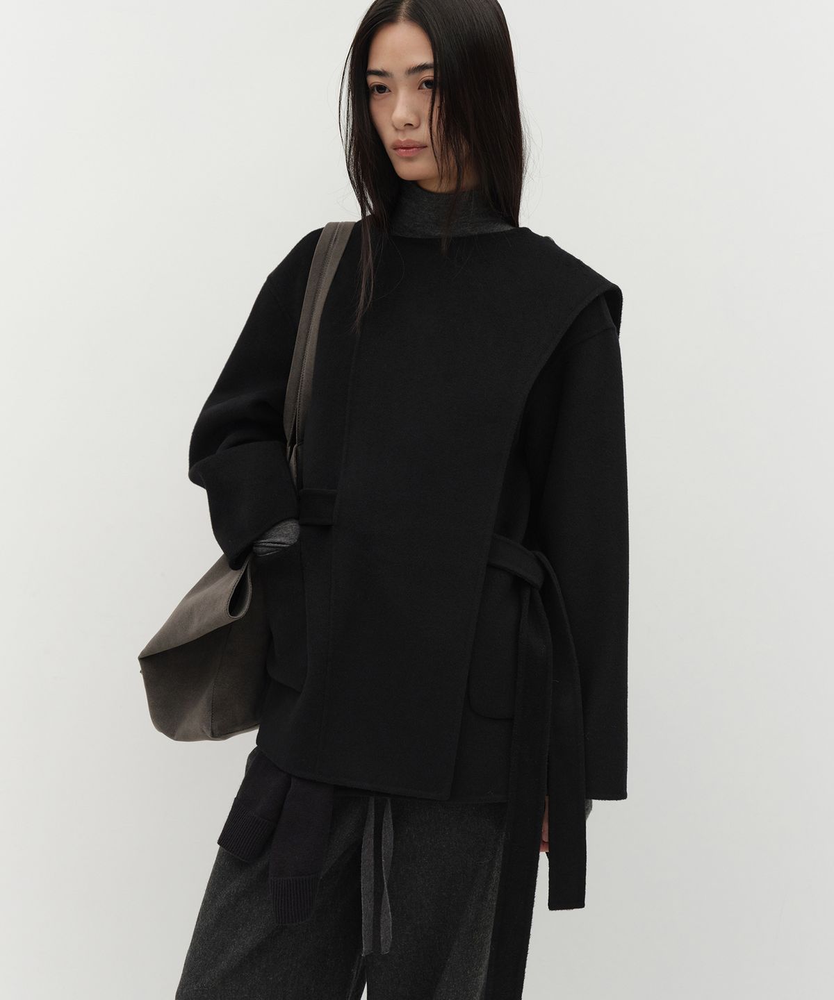 로우타이드(LOW TIDE) HANDMADE MUFFLER COAT [BLACK]
