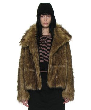 코쿤 하이넥 퍼 자켓_믹스 베이지