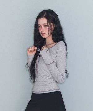 STITCH RIBBON T GREY