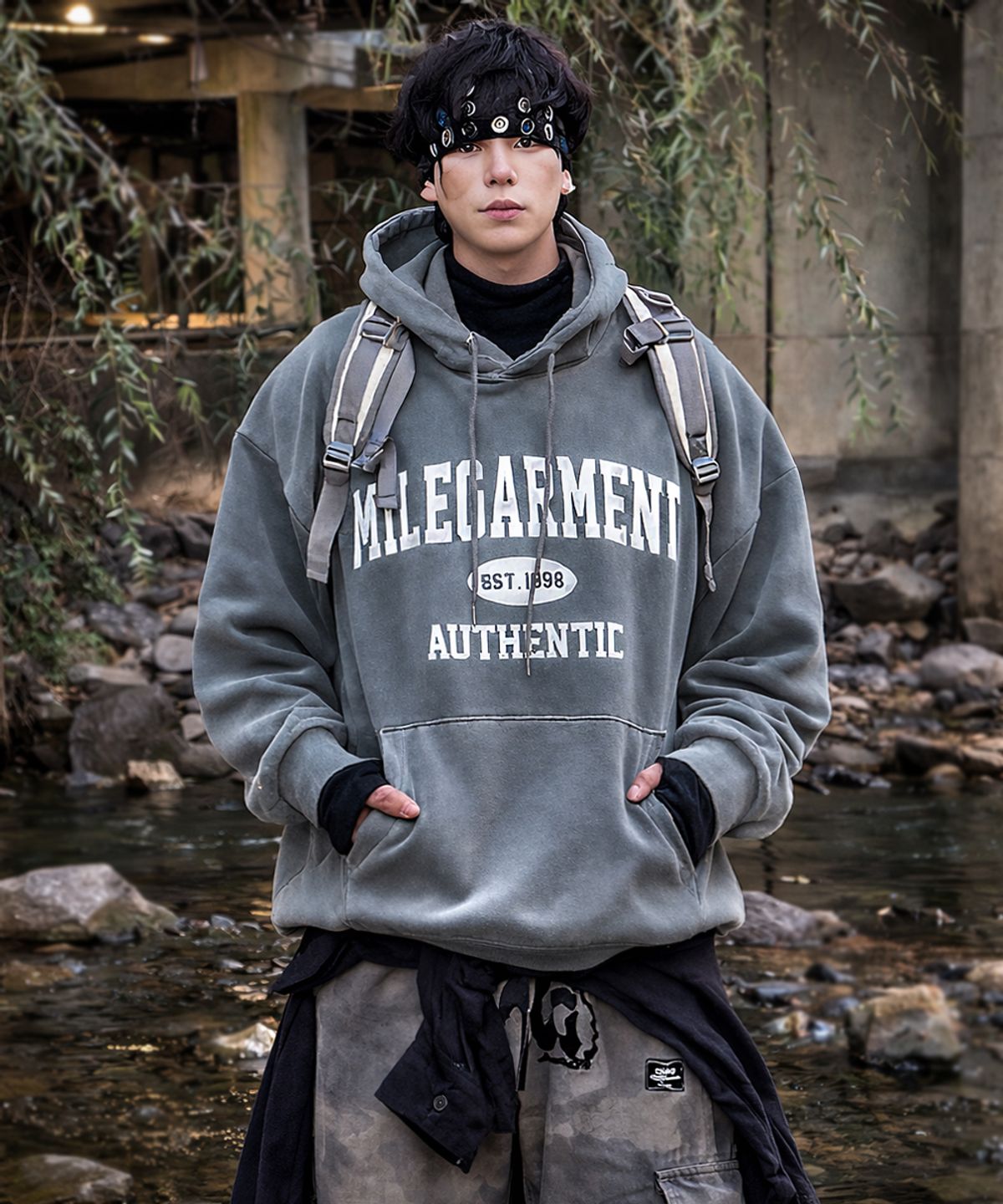 더마일(THEMILE) MILEGARMENT AUTHENTIC HOODIE_PIGMENT KHAKI