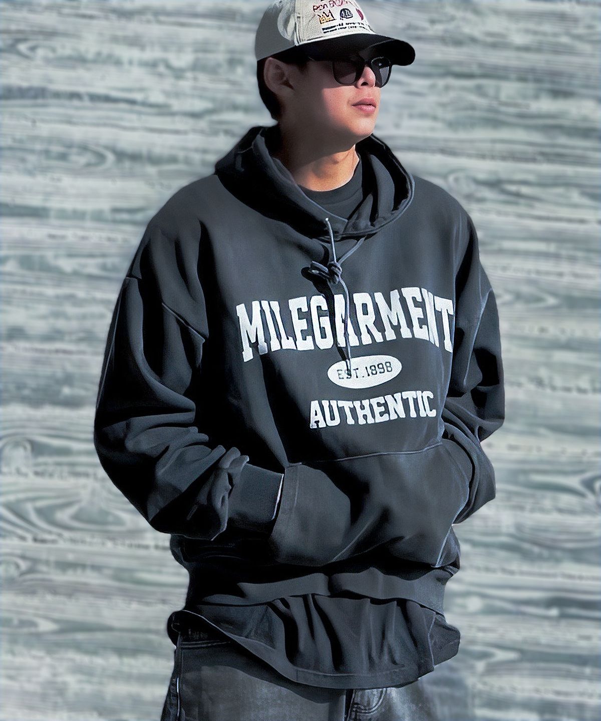 더마일(THEMILE) MILEGARMENT AUTHENTIC HOODIE_PIGMENT D.GRAY