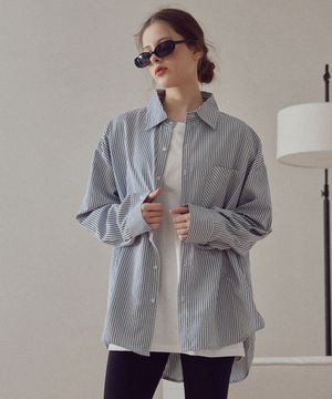 [블랜드] 레이어 오버핏 스트라이프 셔츠 라운지웨어 3colors