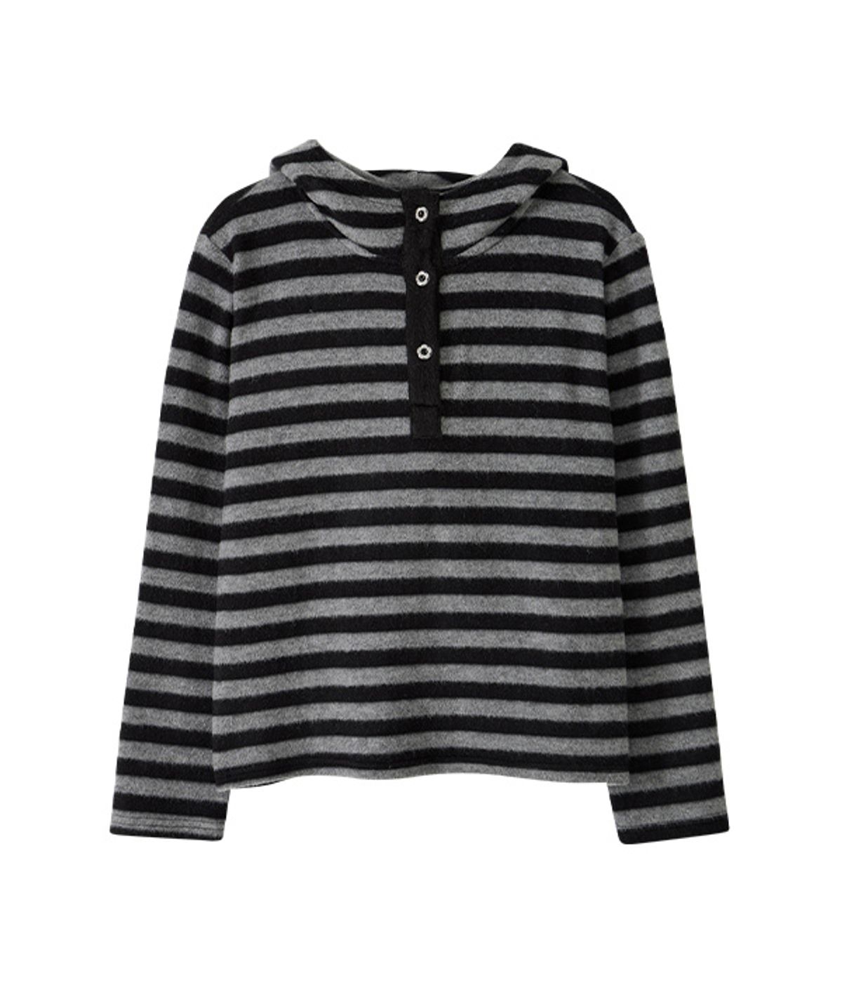 유쓰배쓰(YOUTHBATH) Hooded Henley Tee_Stripe