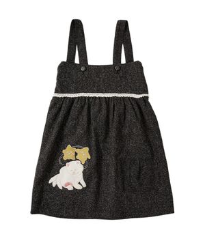 Buttoned Wool Sleeveless Dress_Charcoal