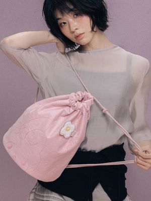 Denim String Backpack My Melody Washed Pink