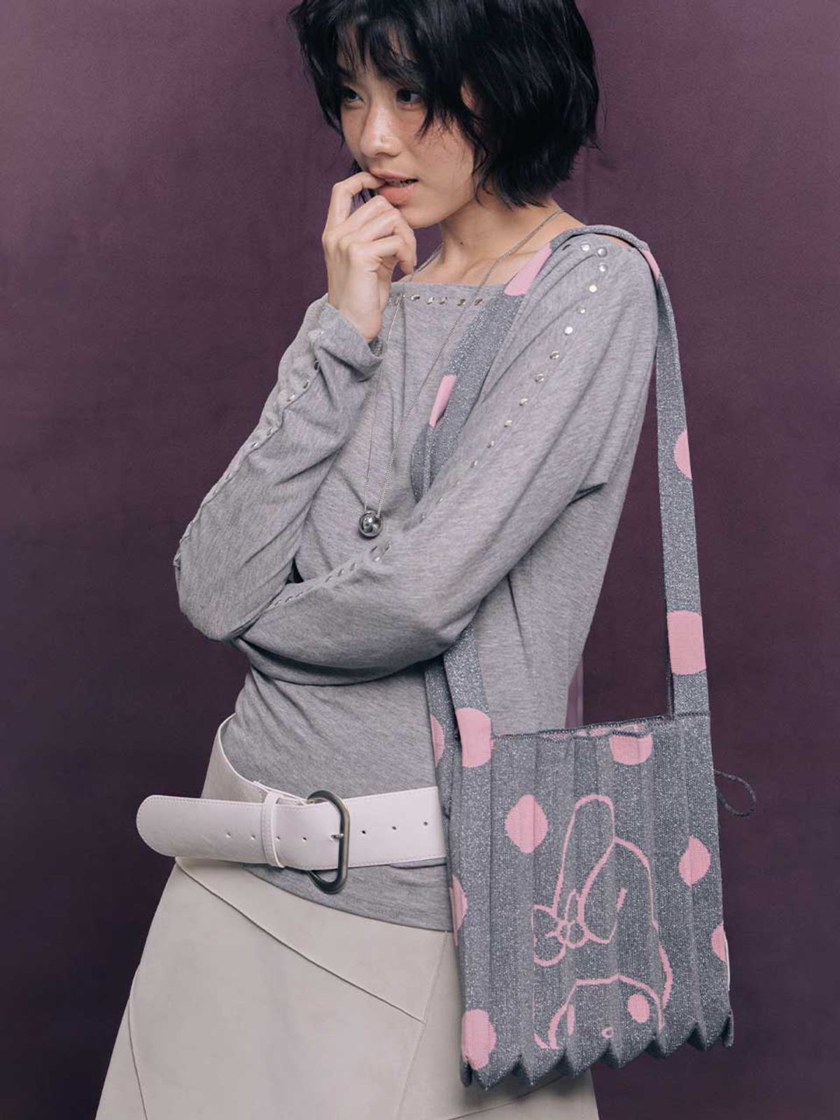 조셉앤스테이시(JOSEPH&STACEY) Lucky Pleats Knit Crossbody M Dot My Melody (ALL)