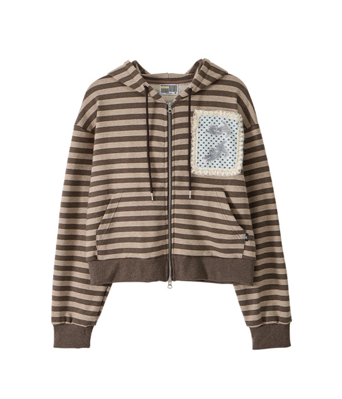 유쓰배쓰(YOUTHBATH) Lace Frame Stripe Hood Zip-Up_Brown