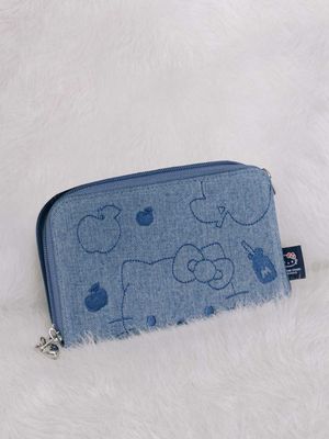 Denim Travel Cross Wallet Hello Kitty Washed Blue