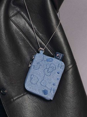Denim Keyring Card Wallet Hello Kitty Washed Blue