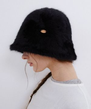 soft hairy fur bucket hat (C072_black)