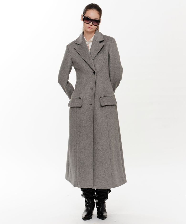 HOURGLASS MAXI WOOL COAT (GREY)