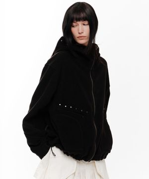TEDDY STUD FLEECE JACKET (BLACK)