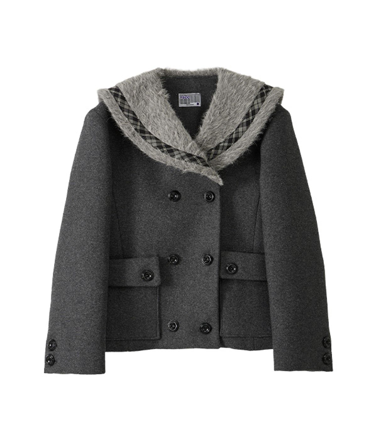 유쓰배쓰(YOUTHBATH) Fur Sailor Collar Wool Coat_Charcoal