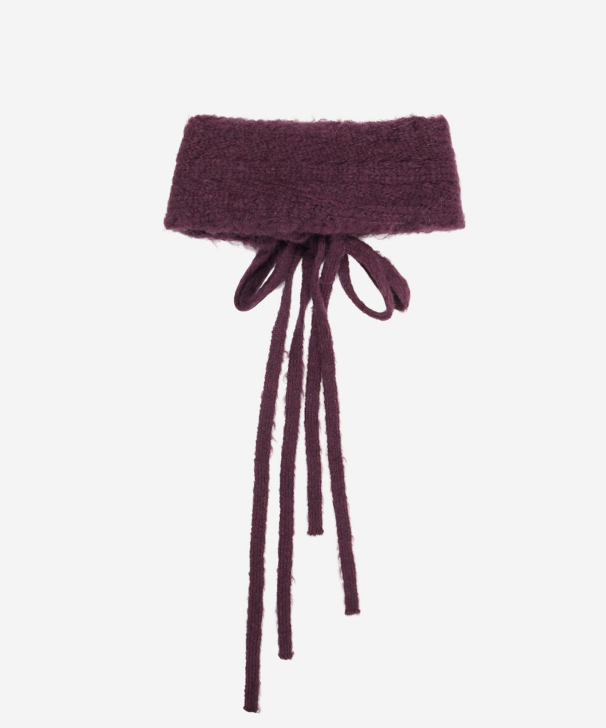 이어닝(YEARNING) ALPACA TIED STRAP HEADBAND, PLUM