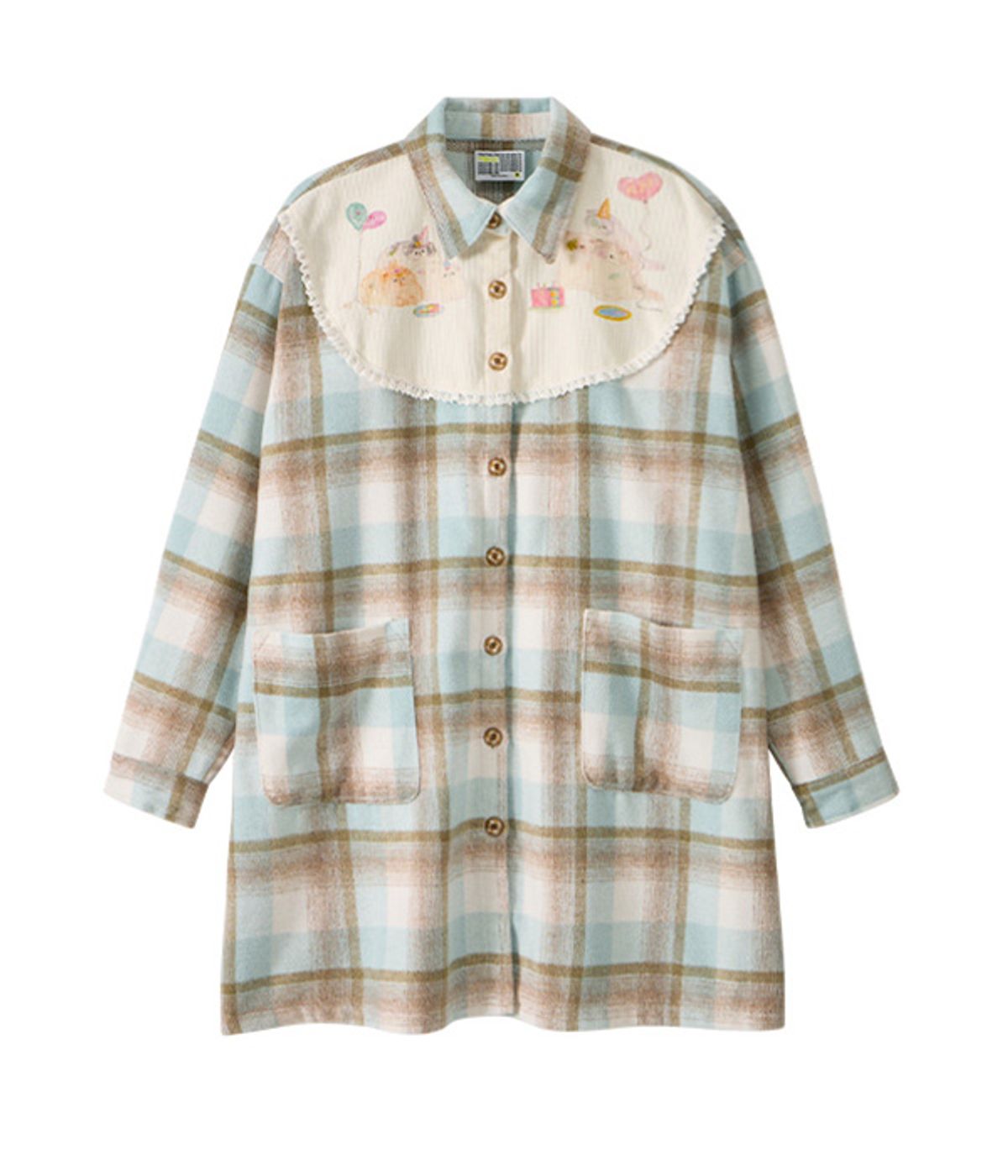 유쓰배쓰(YOUTHBATH) Bib Front Check Overshirt_Mint
