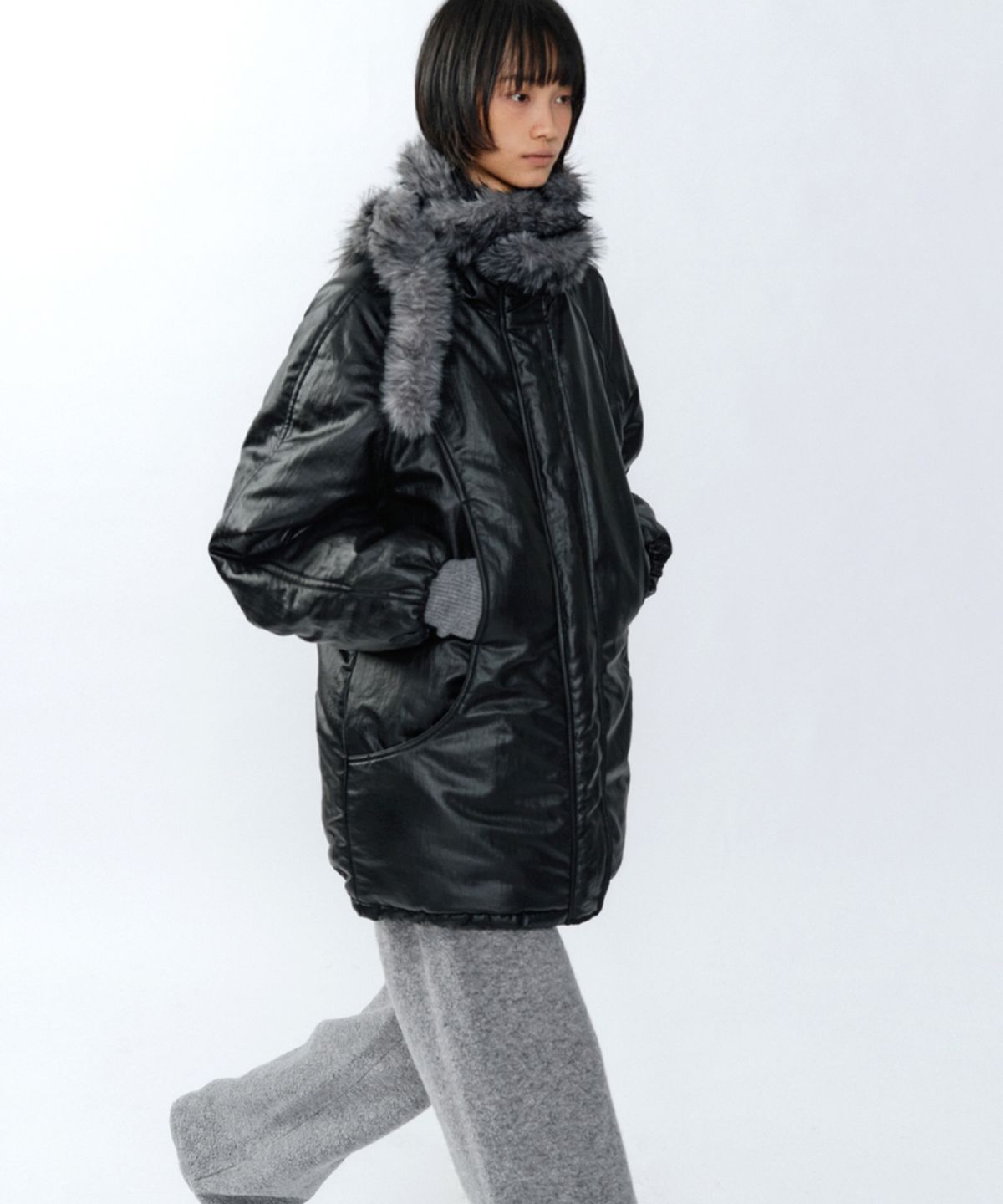이어닝(YEARNING) FUR LONG MUFFLER, SHADOW