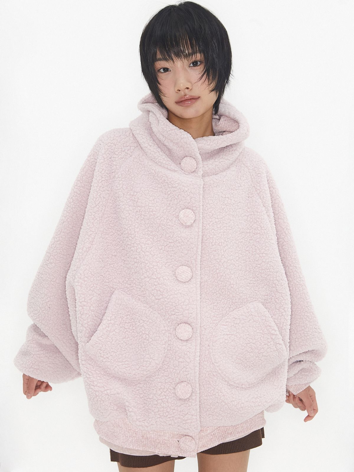익스파이어드걸(EXPIRED GIRL) Sherpa Cloud Jacket Misty Pink
