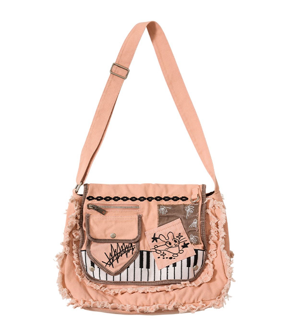 유쓰배쓰(YOUTHBATH) Damage Washed Cross Bag_Coral