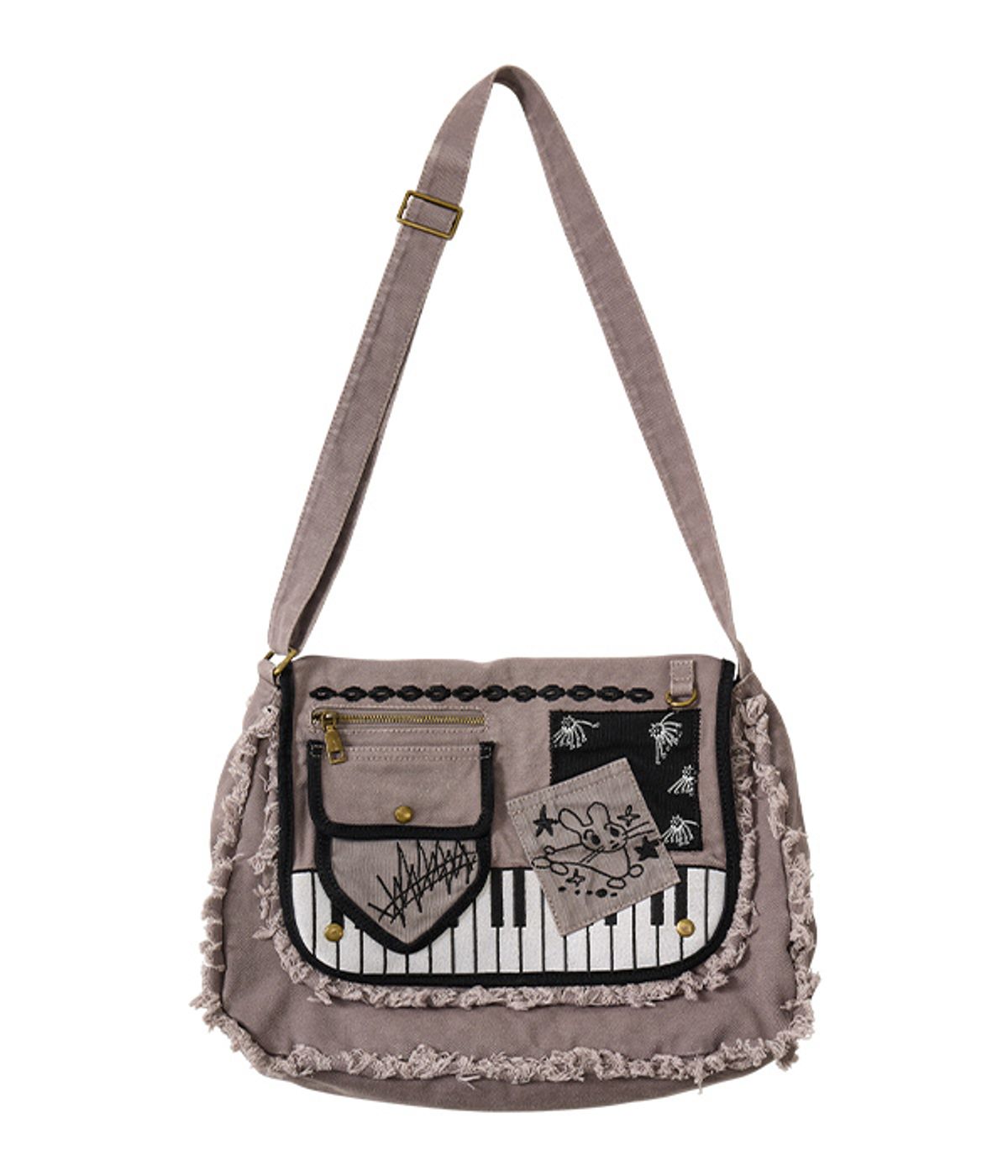 유쓰배쓰(YOUTHBATH) Damage Washed Cross Bag_Charcoal