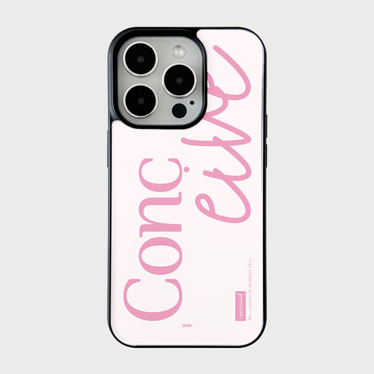 코쿼드(COQUAD) 9C9C 컬러 레터 파스텔 핑크 맥세이프 블랙 글로시 케이스_컨시브파스텔핑크
