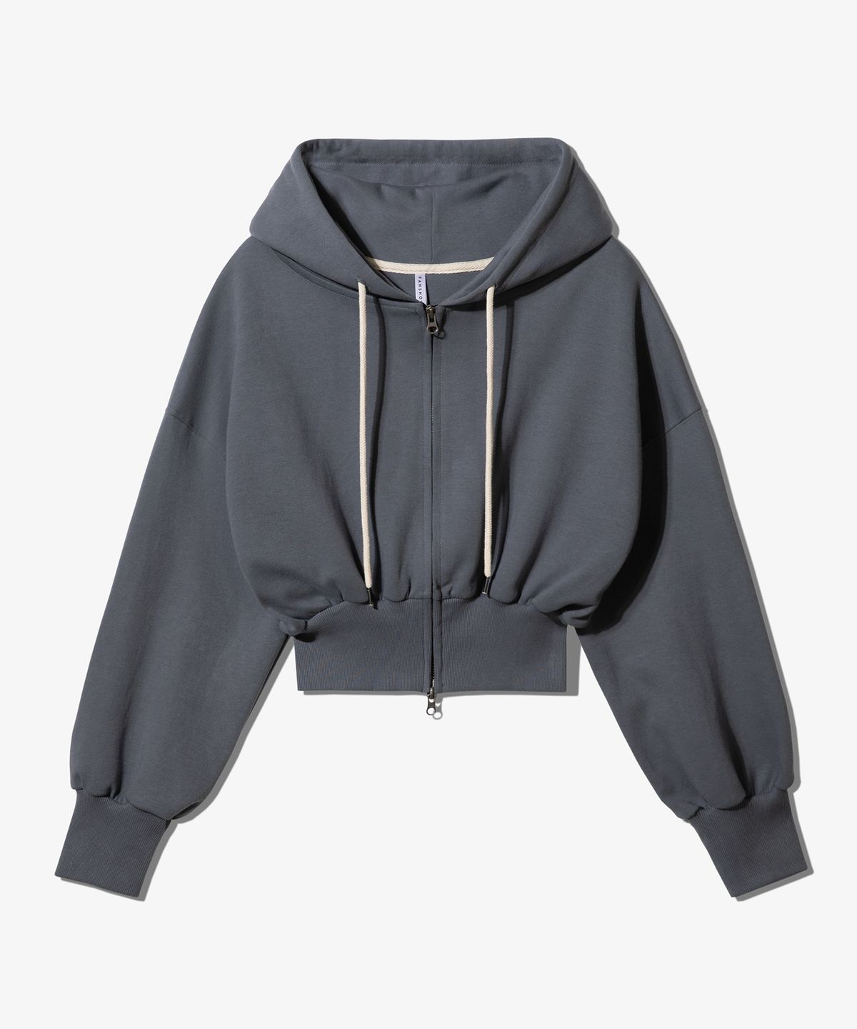 팬쇼(FANSHOW) CROP DOUBLE JERSEY(특양면) HOODED ZIP UP - GRAY