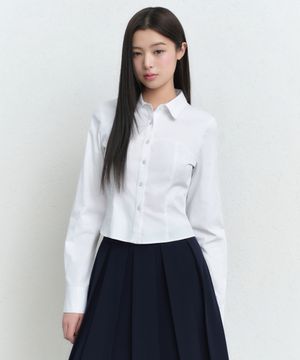 우먼즈 뷔스티에 크롭 셔츠 [화이트]