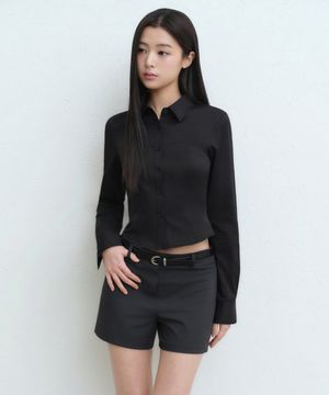 우먼즈 뷔스티에 크롭 셔츠 [블랙]