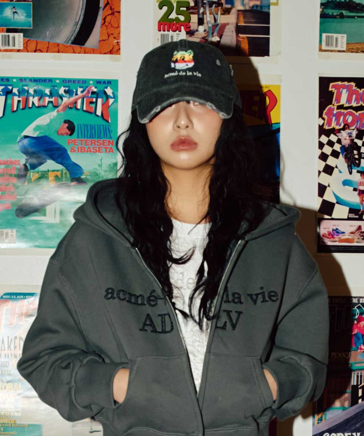 아크메드라비(ACME DE LA VIE) COLORFUL AC BEAR EMBO DAMAGE BALL CAP (3COLOR)