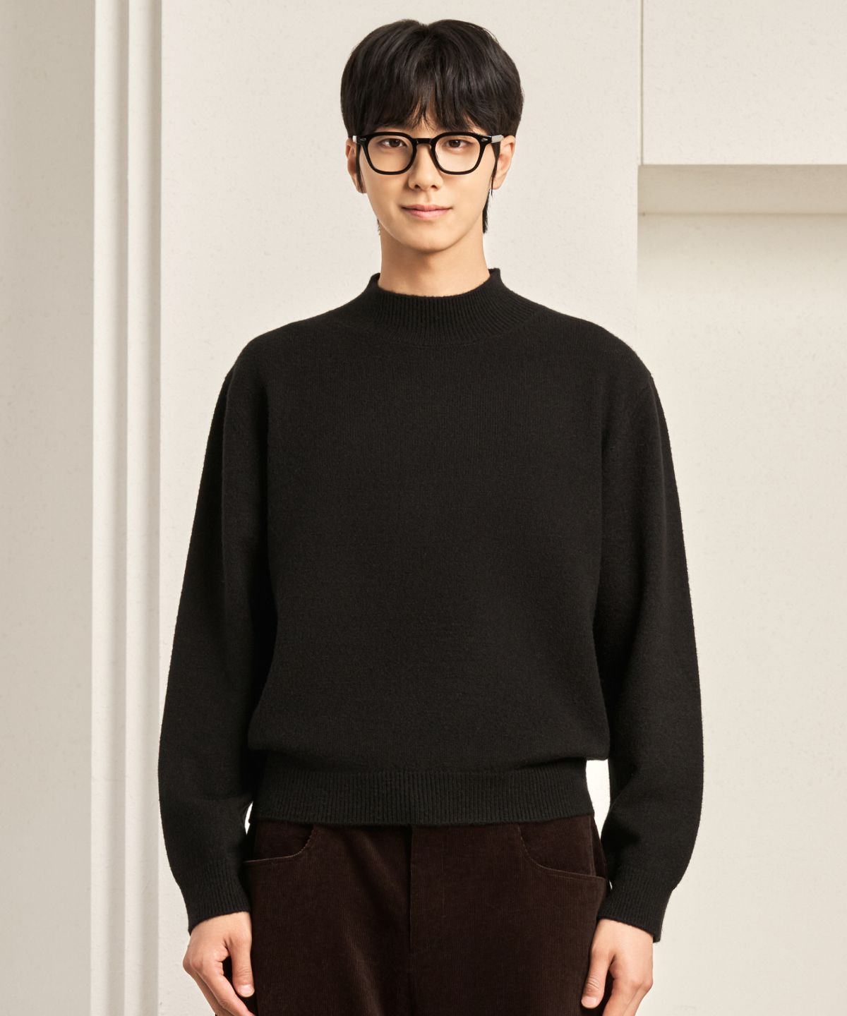 효지(HYOJI) FW 워셔블 소프트 터치 모크넥  크롭 니트 (4컬러)