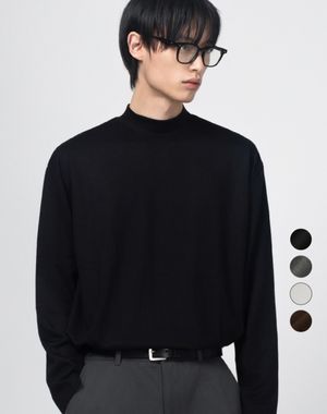 레스티드 세미 오버핏 모크넥 니트 (4color)