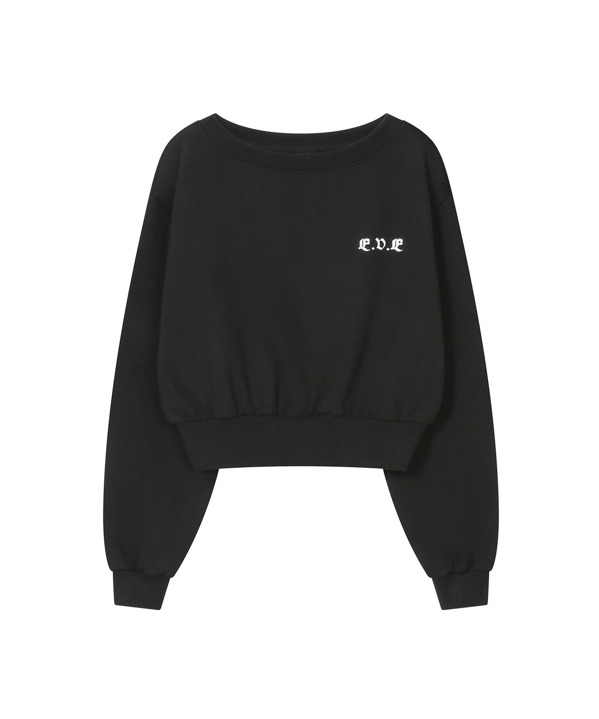 이브인더월드(EVEINTHEWORLD) (W) OFF-SHOULDER SWEATSHIRT BLACK