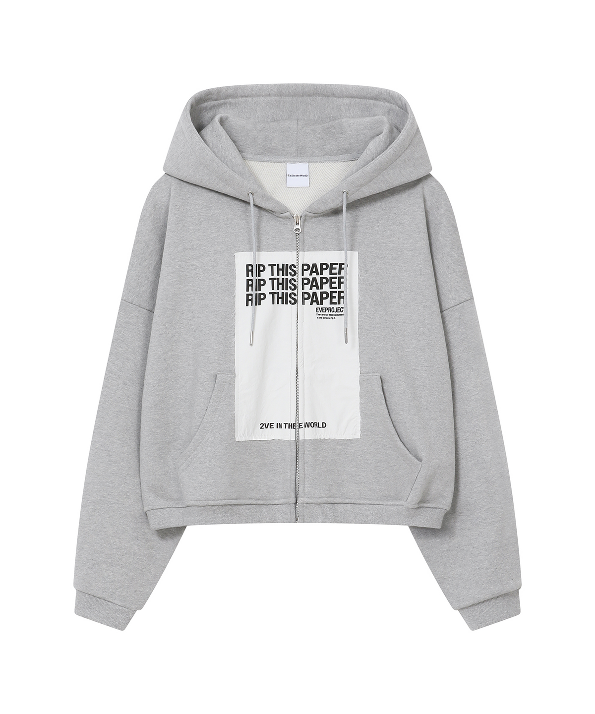 이브인더월드(EVEINTHEWORLD) RIP ZIP HOODIE GREY