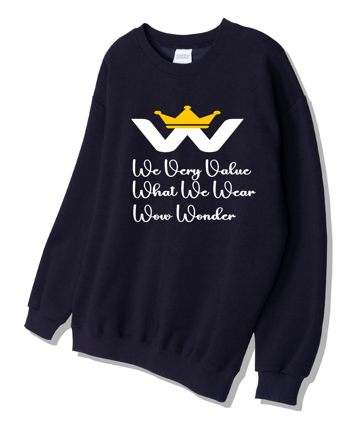 위베리벨류(WEVERYVALUE) W왕관 오버핏 쮸리 스웨트셔츠 네이비