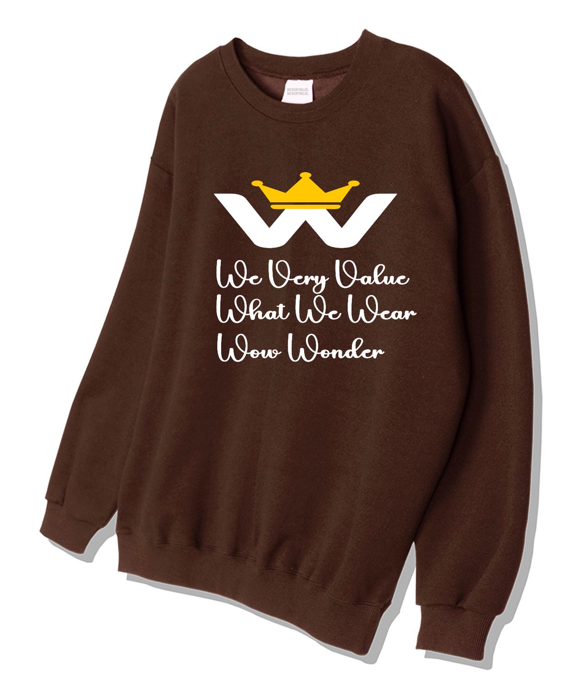 위베리벨류(WEVERYVALUE) W왕관 오버핏 쮸리 스웨트셔츠 브라운