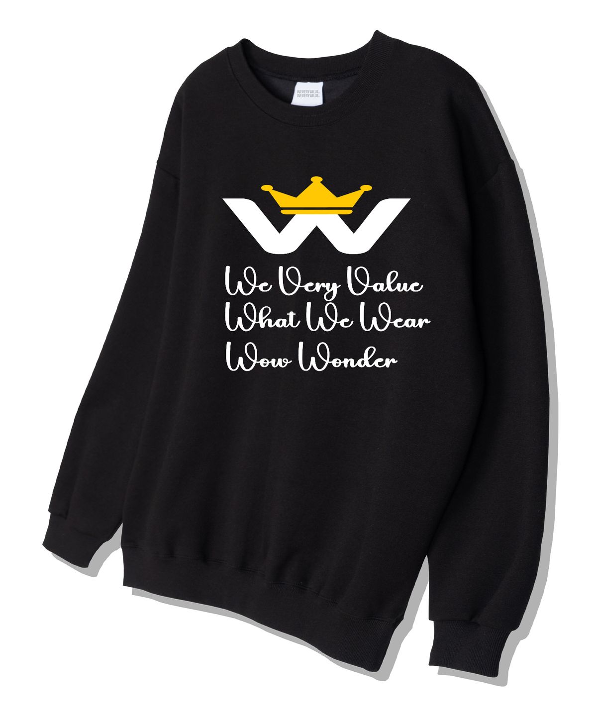 위베리벨류(WEVERYVALUE) W왕관 오버핏 쮸리 스웨트셔츠 블랙