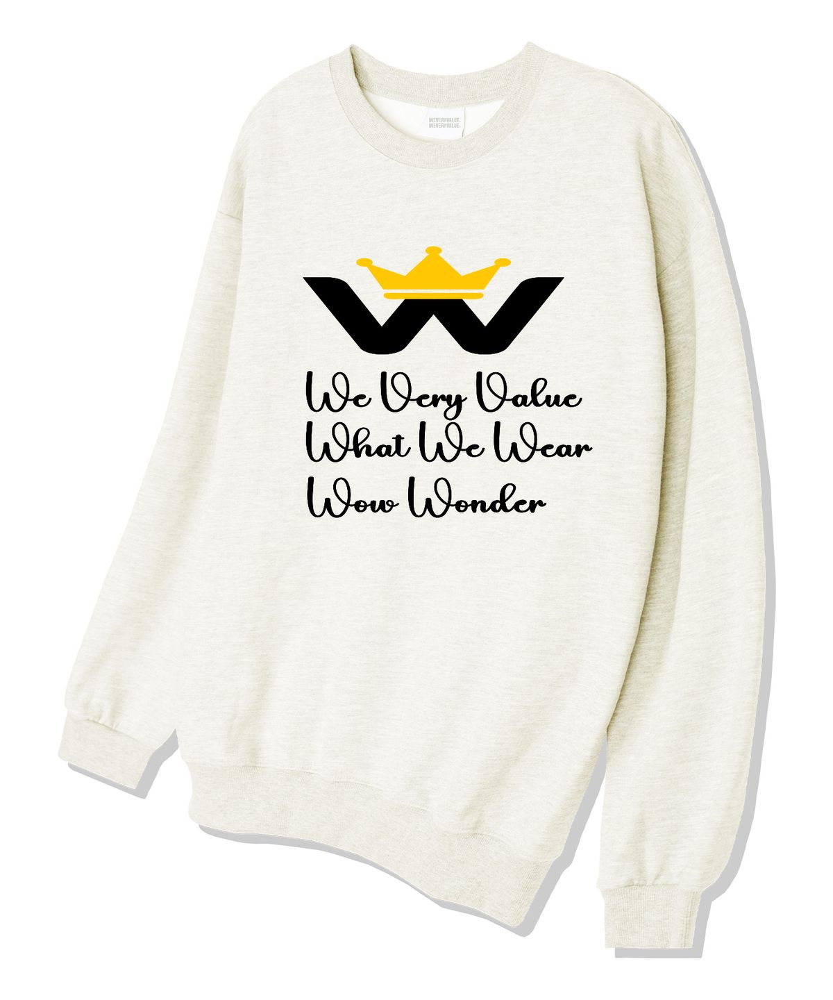 위베리벨류(WEVERYVALUE) W왕관 오버핏 쮸리 스웨트셔츠 크림